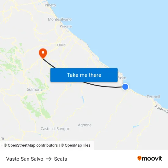 Vasto San Salvo to Scafa map