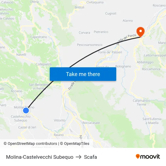 Molina-Castelvecchi Subequo to Scafa map