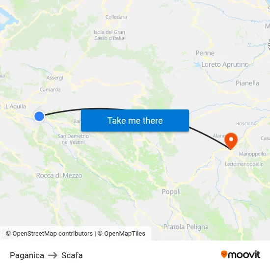 Paganica to Scafa map