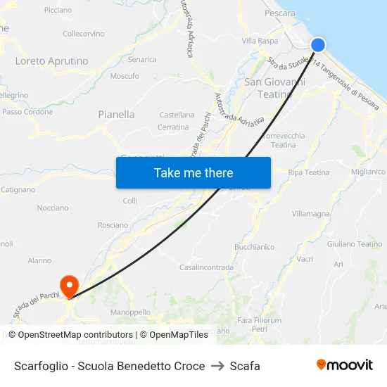 Scarfoglio - Benedetto Croce School to Scafa map