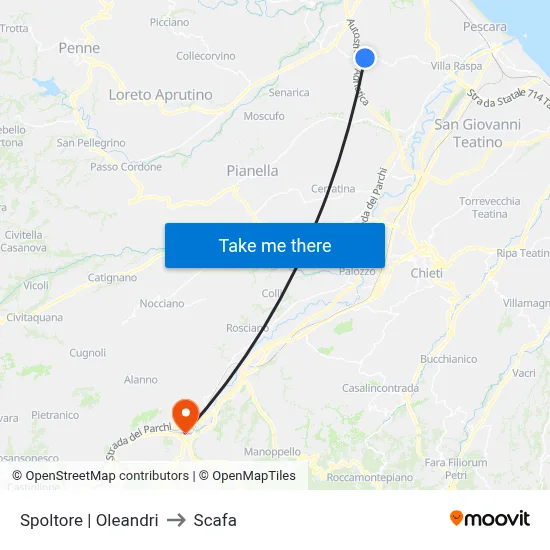 Spoltore | Oleandri to Scafa map