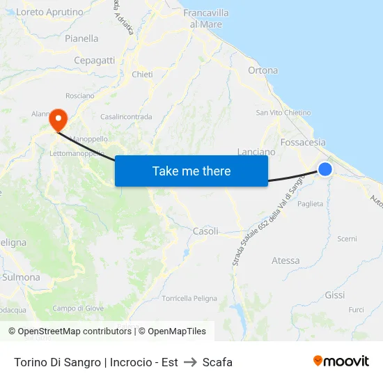 Torino Di Sangro | Incrocio - Est to Scafa map