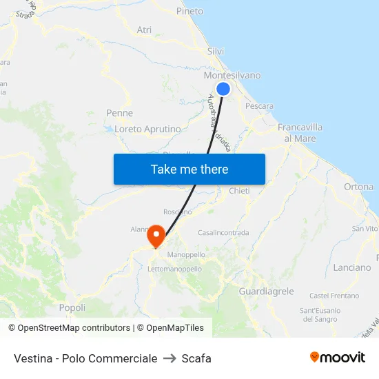 Vestina - Commercial Center to Scafa map