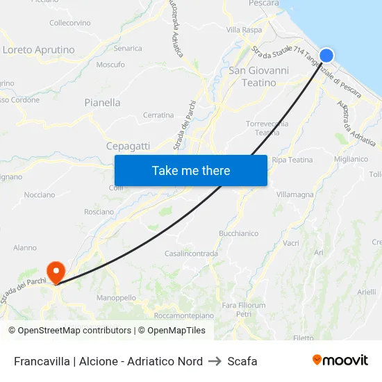 Francavilla | Alcione - Adriatico Nord to Scafa map