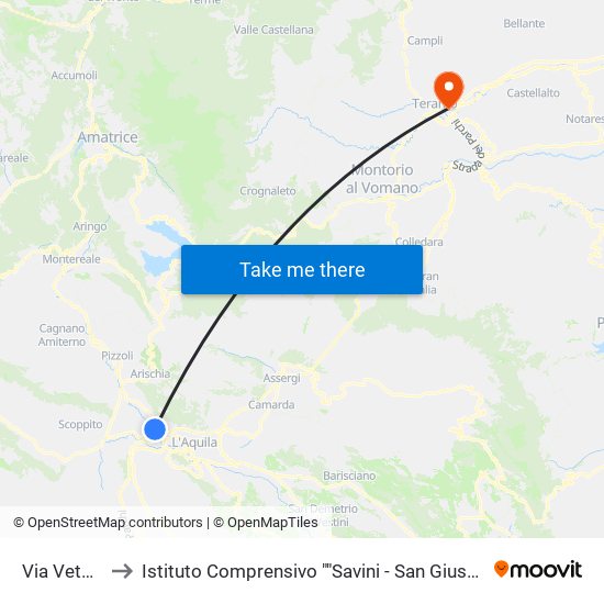 Via Vetoio, 18 to Istituto Comprensivo ""Savini - San Giuseppe - San Giorgio"" map