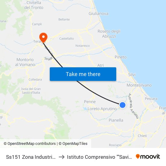 Ss151 Zona Industriale Moscufo - Dir. Penne to Istituto Comprensivo ""Savini - San Giuseppe - San Giorgio"" map