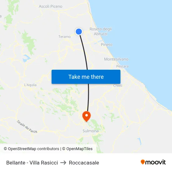 Bellante - Villa Rasicci to Roccacasale map