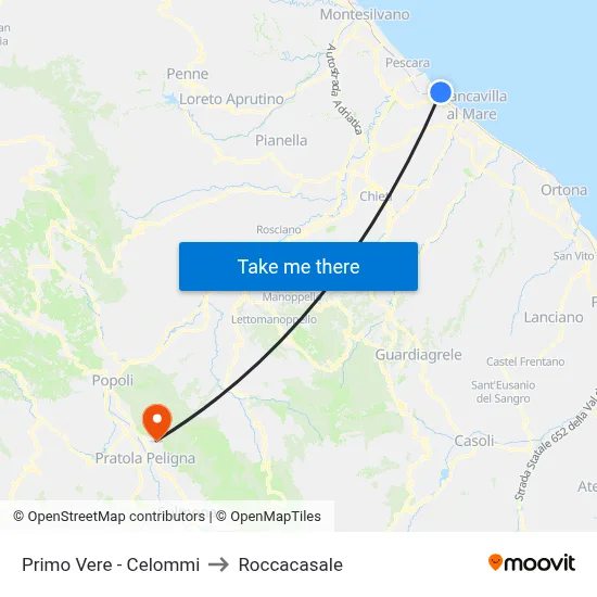 Primo Vere - Celommi to Roccacasale map