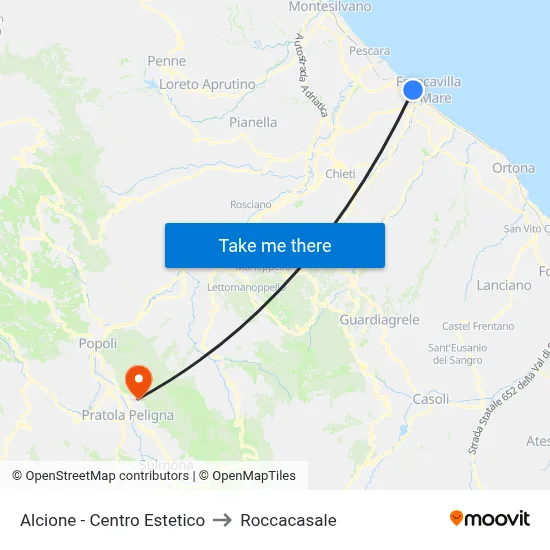 Alcione - Beauty Center to Roccacasale map