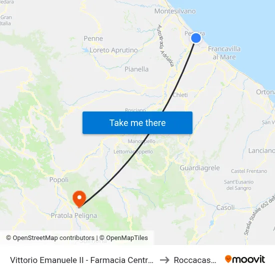 Vittorio Emanuele II - Farmacia Centrale to Roccacasale map