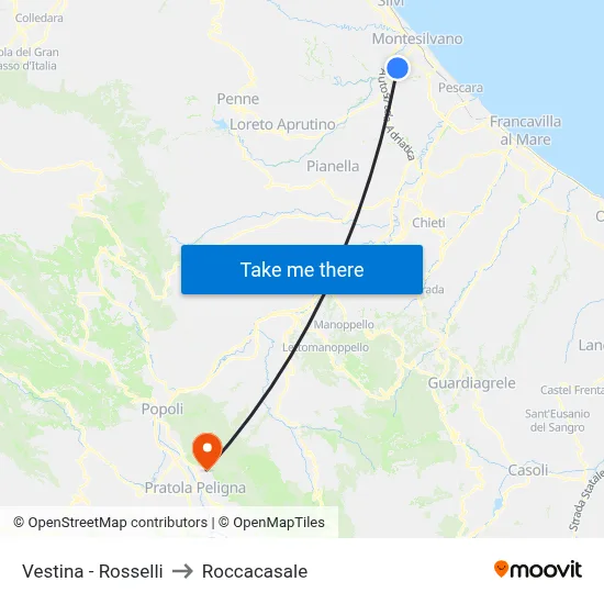 Vestina - Rosselli to Roccacasale map