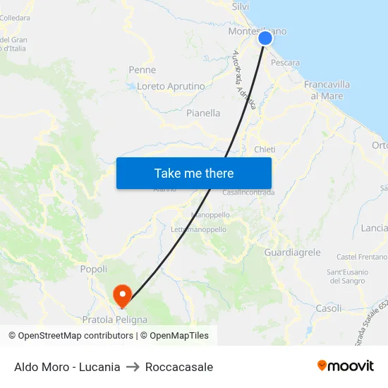 Aldo Moro - Lucania to Roccacasale map