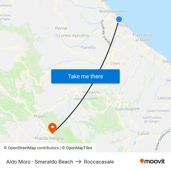 Aldo Moro - Smeraldo Beach to Roccacasale map