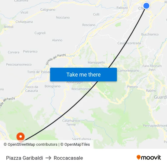 Garibaldi Square to Roccacasale map