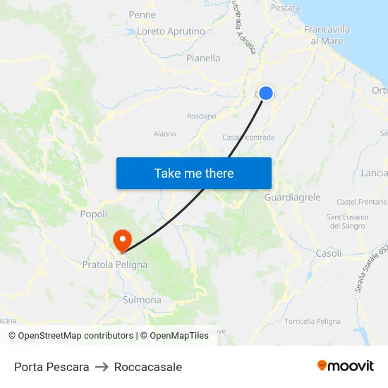Pescara Gate to Roccacasale map