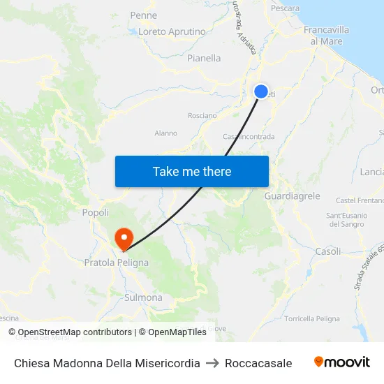 Madonna of Mercy Church to Roccacasale map