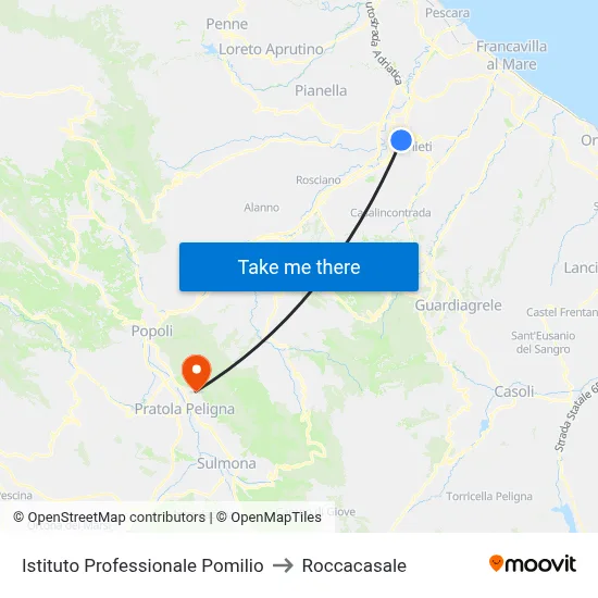 Pomilio Professional Institute to Roccacasale map