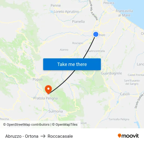 Abruzzo - Ortona to Roccacasale map