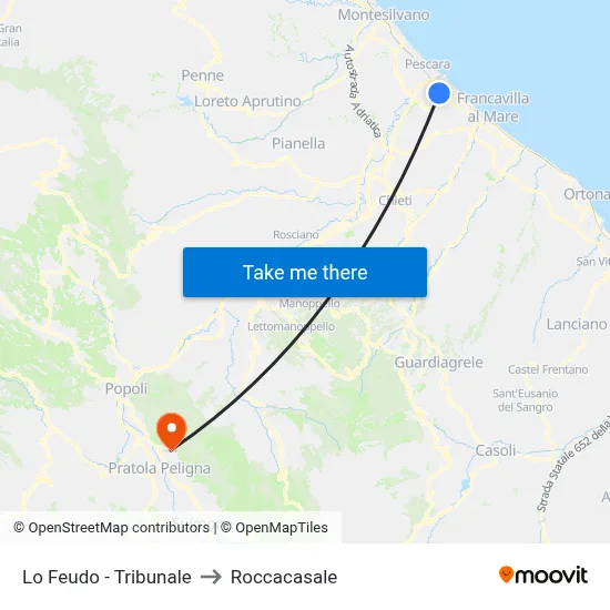 Lo Feudo - Tribunale to Roccacasale map