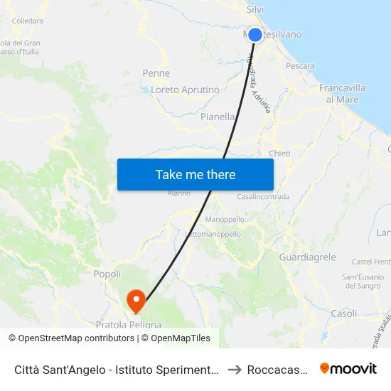 Città Sant'Angelo - Experimental Institute to Roccacasale map