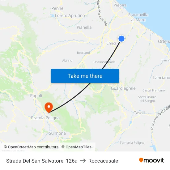 San Salvatore Road, 126a to Roccacasale map