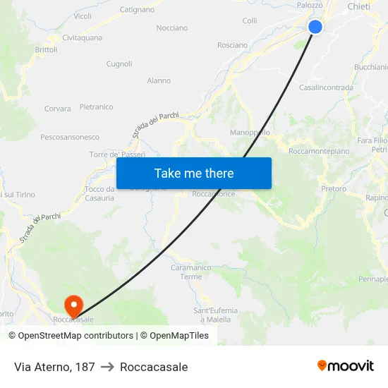 Via Aterno, 187 to Roccacasale map