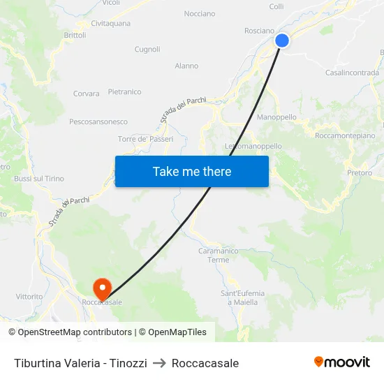 Tiburtina Valeria - Tinozzi to Roccacasale map