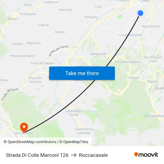 Strada Di Colle Marconi 126 to Roccacasale map