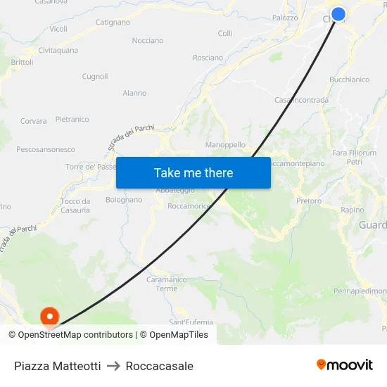 Piazza Matteotti to Roccacasale map