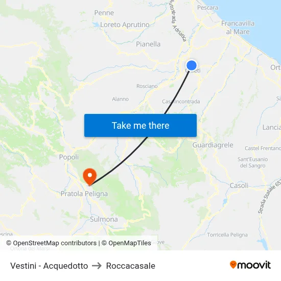 Vestini - Aqueduct to Roccacasale map