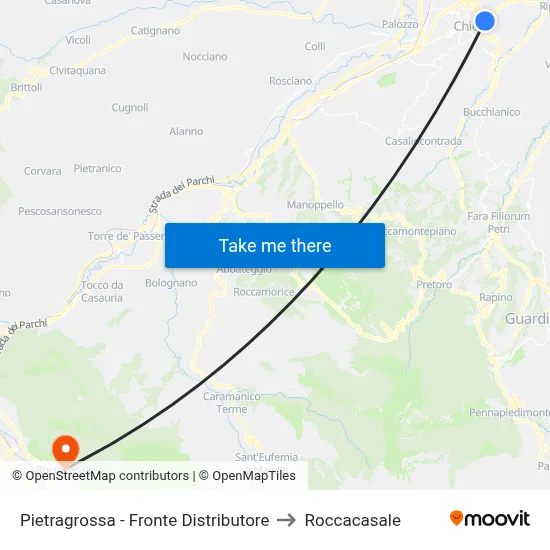 Pietragrossa - Opposite Gas Station to Roccacasale map