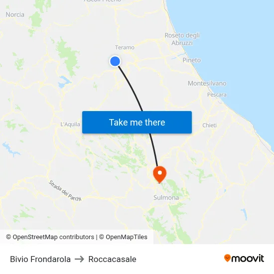 Frondarola Junction to Roccacasale map