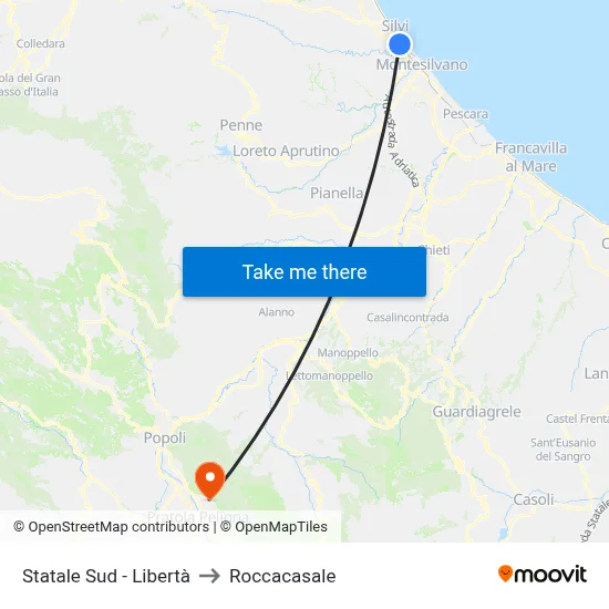 State Road South - Liberty to Roccacasale map