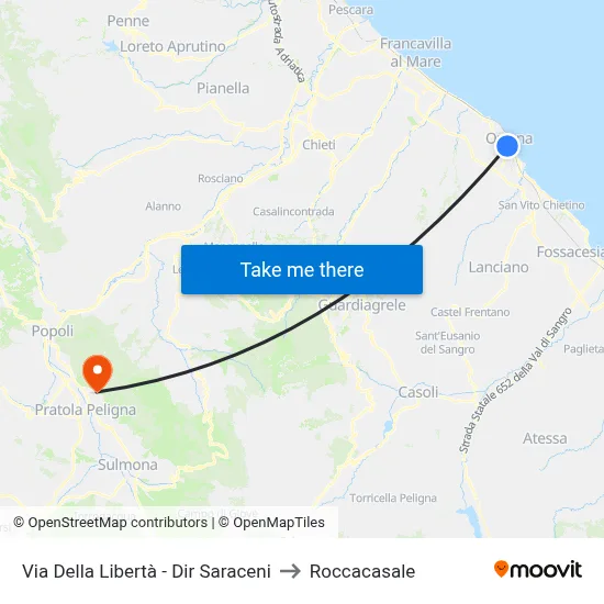 Liberty Street - Saraceni Direction to Roccacasale map