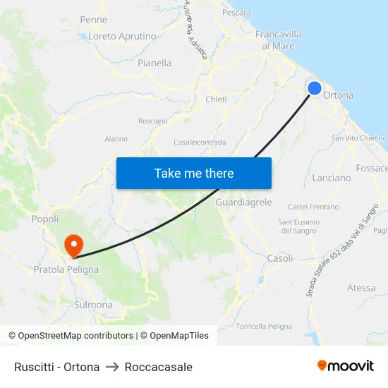 Ruscitti - Ortona to Roccacasale map