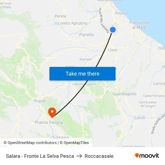 Salara - Opposite La Selva Pesca to Roccacasale map