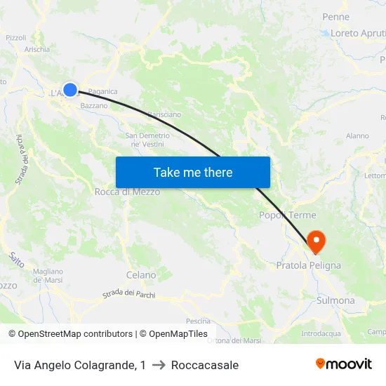 Angelo Colagrande Street, 1 to Roccacasale map