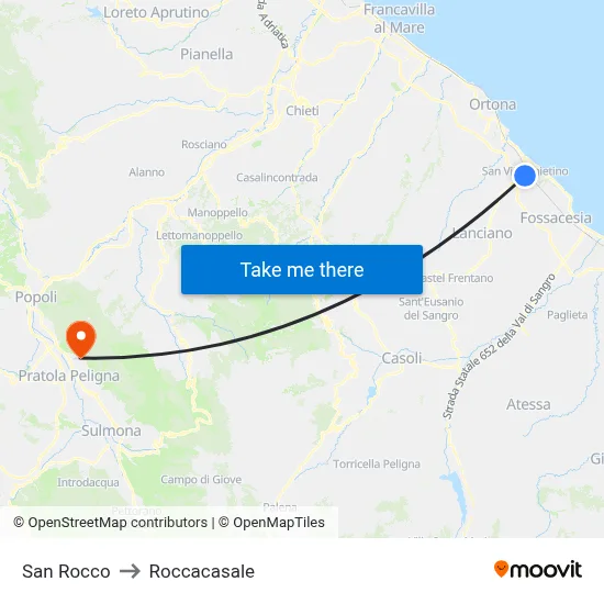 San Rocco to Roccacasale map
