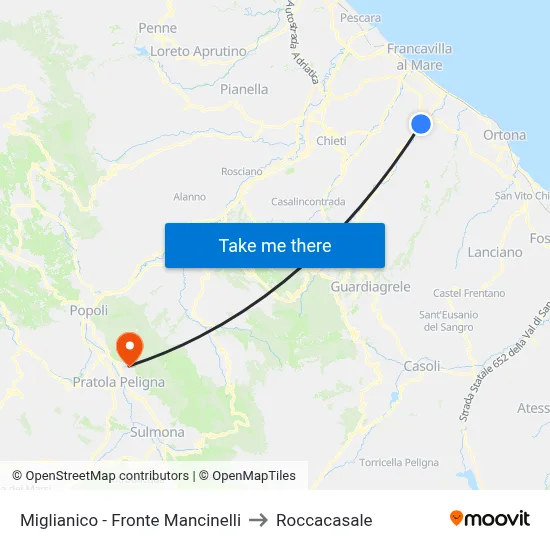 Miglianico - Fronte Mancinelli to Roccacasale map
