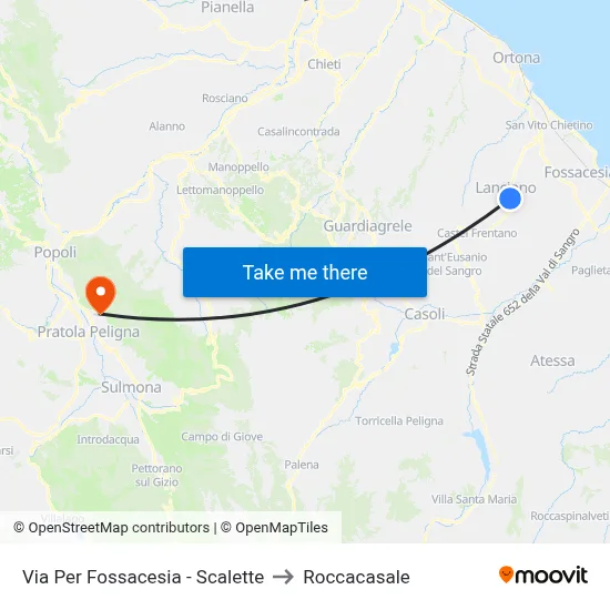 Fossacesia Road - Steps to Roccacasale map