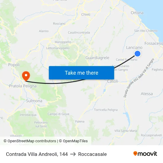 Contrada Villa Andreoli, 144 to Roccacasale map