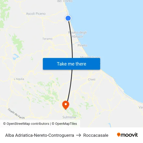 Alba Adriatica-Nereto-Controguerra to Roccacasale map