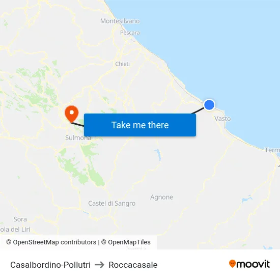 Casalbordino-Pollutri to Roccacasale map