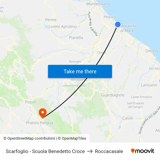 Scarfoglio - Benedetto Croce School to Roccacasale map