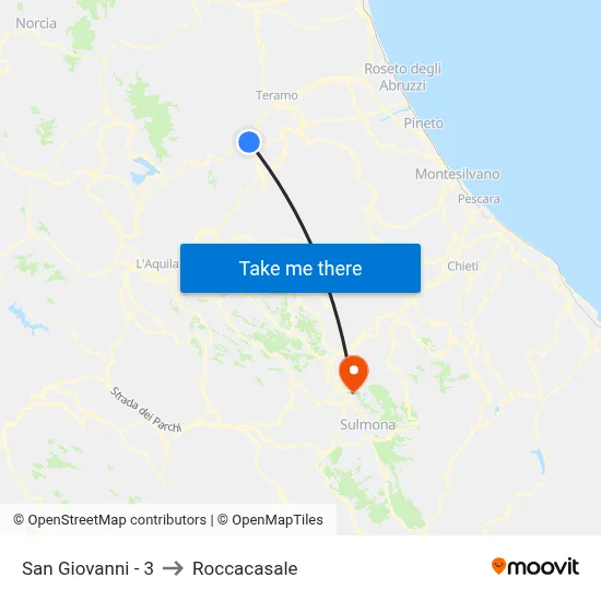 San Giovanni - 3 to Roccacasale map