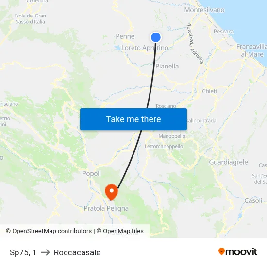 Sp75, 1 to Roccacasale map