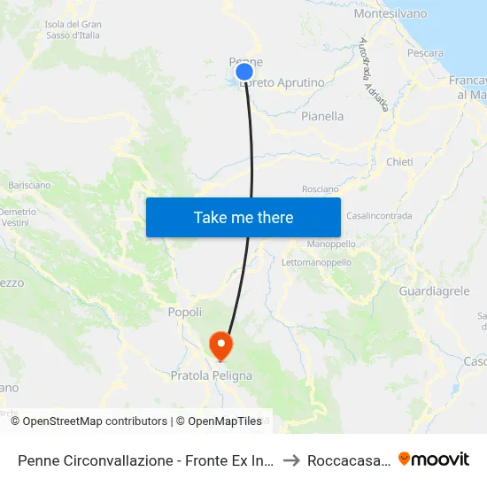 Penne Ring Road - Former INPS to Roccacasale map