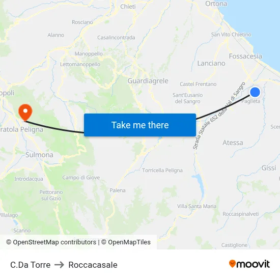 Torre District to Roccacasale map