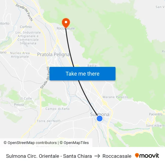 Sulmona Eastern Ring Road - Santa Chiara to Roccacasale map