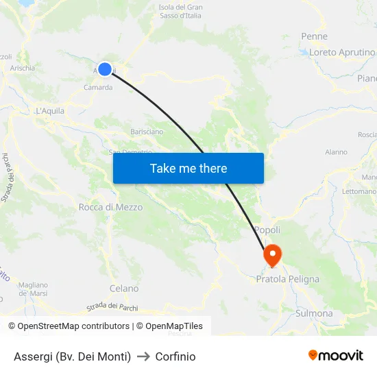 Assergi (Bv. Dei Monti) to Corfinio map